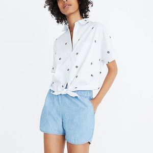 Madewell Chambray Piped Pull On Shorts - M